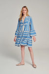 Short Ella Dress in Blue/Off White