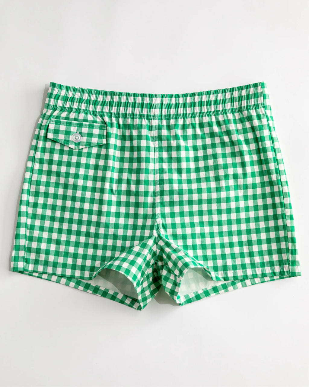 Gingham Cabana Swim Trunk in Green (Unisex)