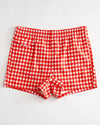 Gingham Cabana Swim Trunk in Red (Unisex)