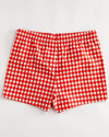 Gingham Cabana Swim Trunk in Red (Unisex)