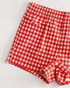 Gingham Cabana Swim Trunk in Red (Unisex)