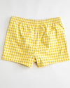 Gingham Cabana Swim Trunk in Yellow (Unisex)