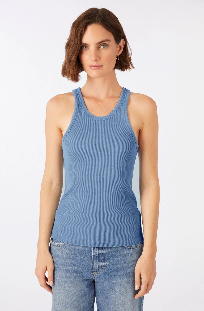 Long Rib Tank in Indigo Stone Wash