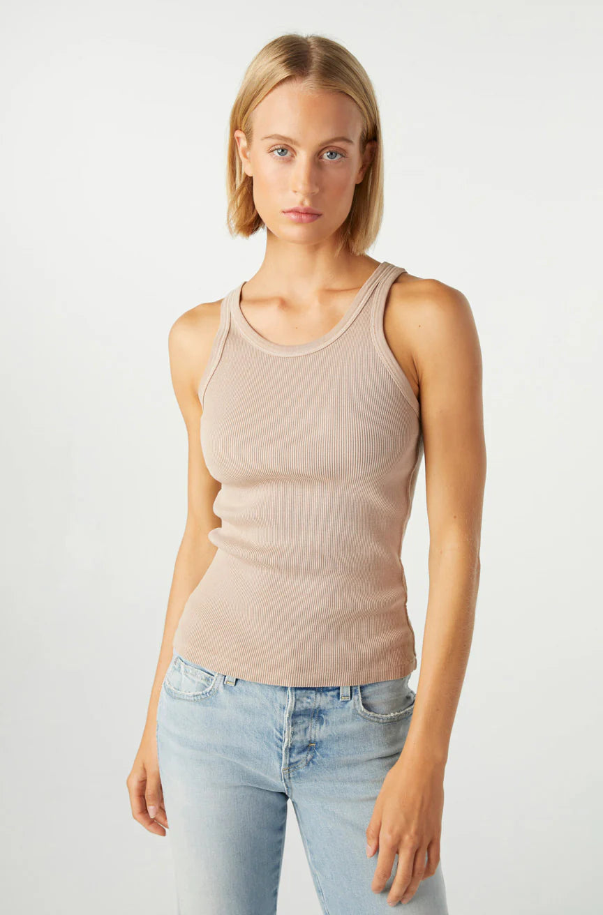 Long Rib Tank in Taupe