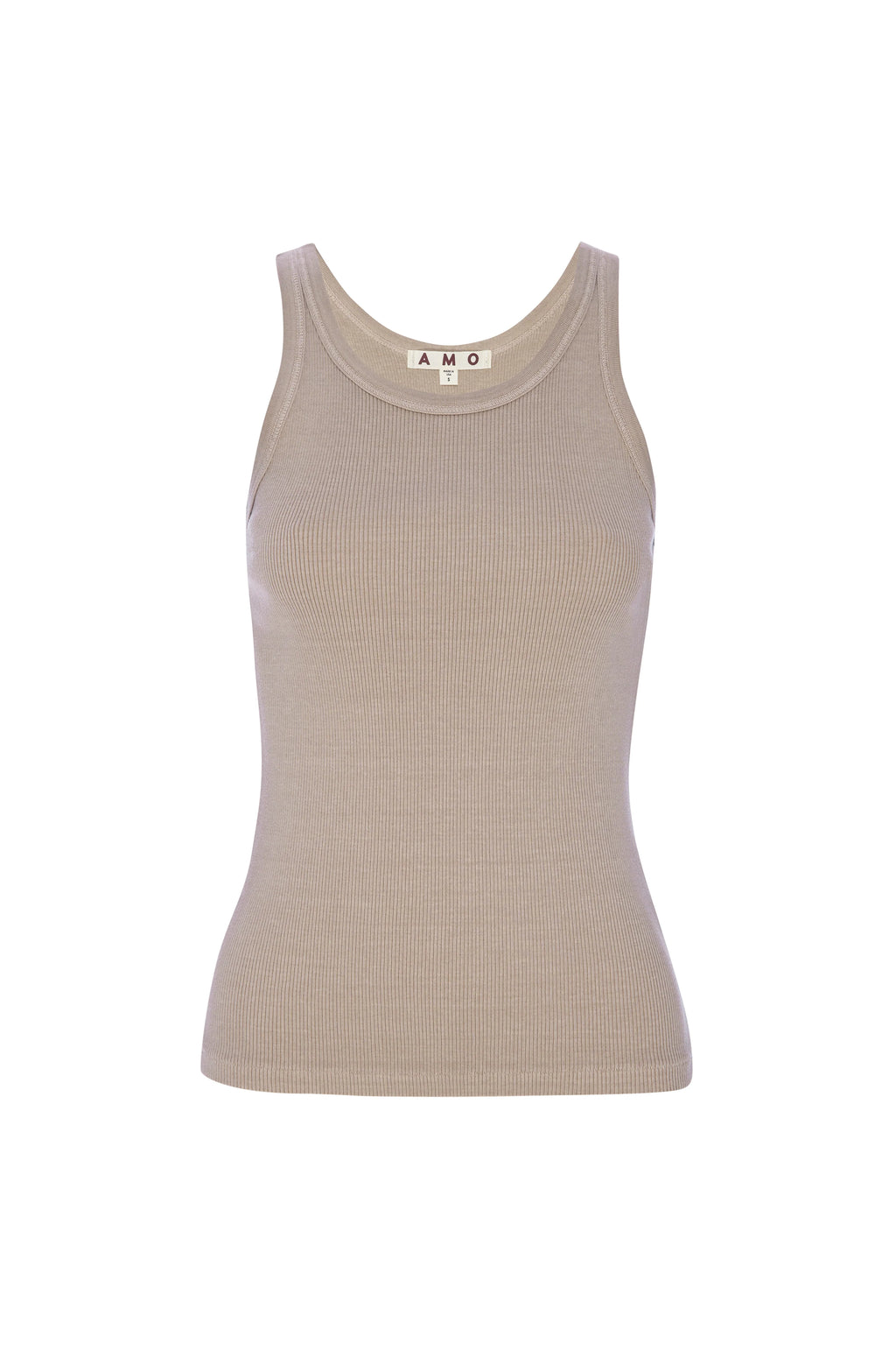 Long Rib Tank in Taupe