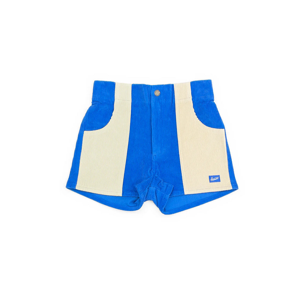 Corduroy Two Tone Shorts in Blue/Sand