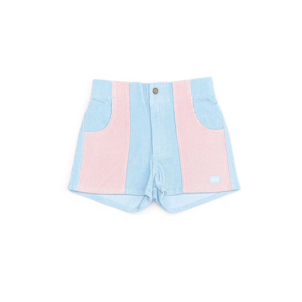 Corduroy Shorts in Two Tone Powder Blue/PowderPink