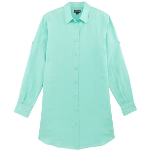 Long Linen Shirt in Mint