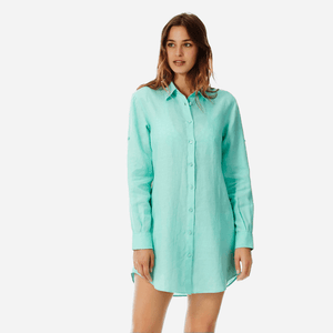 Long Linen Shirt in Mint