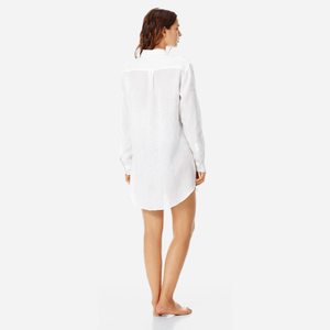 Long Linen Shirt in White