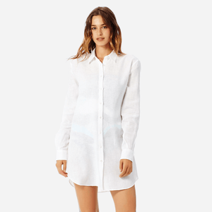 Long Linen Shirt in White